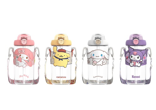 New Sanrio plastic cup genuine colorful suction cup children's water cup belly cup straw female student kettle