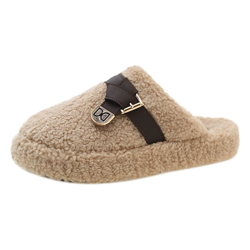 Осень и зима 2023 новый стиль Baotou Knot металлический декоративный Модный мягкий низ с толстой подошвой наружу одежда женская меховая женская одежда