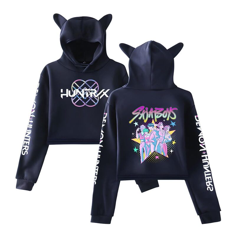 2025跨境新品KPop Demon Hunters欧美时尚猫耳朵露脐卫衣女|undefined