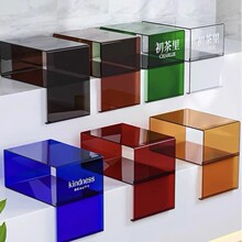 厂销彩色产品展示柜亚克力L型科技风展示架桌面展台岛阶梯柜定制