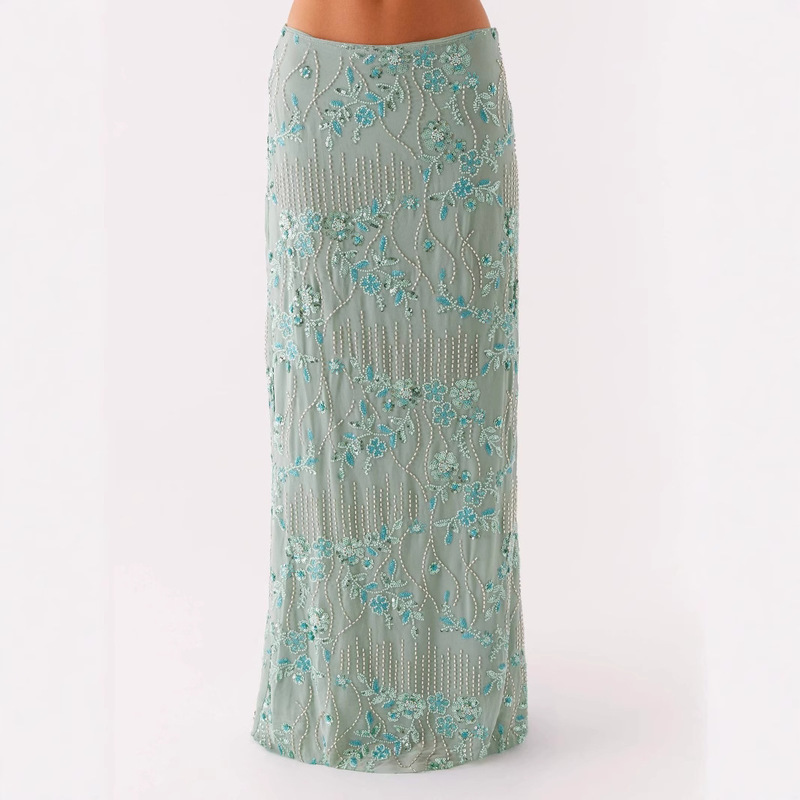 2025 New Summer Style Sexy Trendy Bead Tube Sequin Embroidered Hip Skirt Female Sexy Hot Girl Slimming Half-Length Skirt