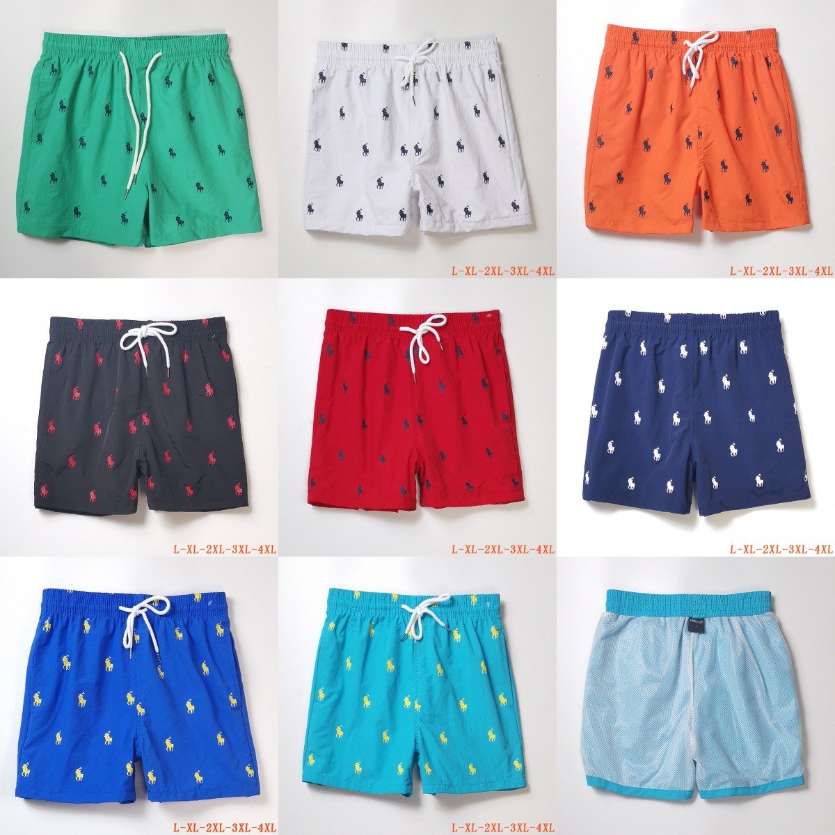 Trendy Solid Color Men's Casual Pants Straight Loose Plus Size 4-Point Pants Drawstring Sports Pants with Inner Mesh Embroidery