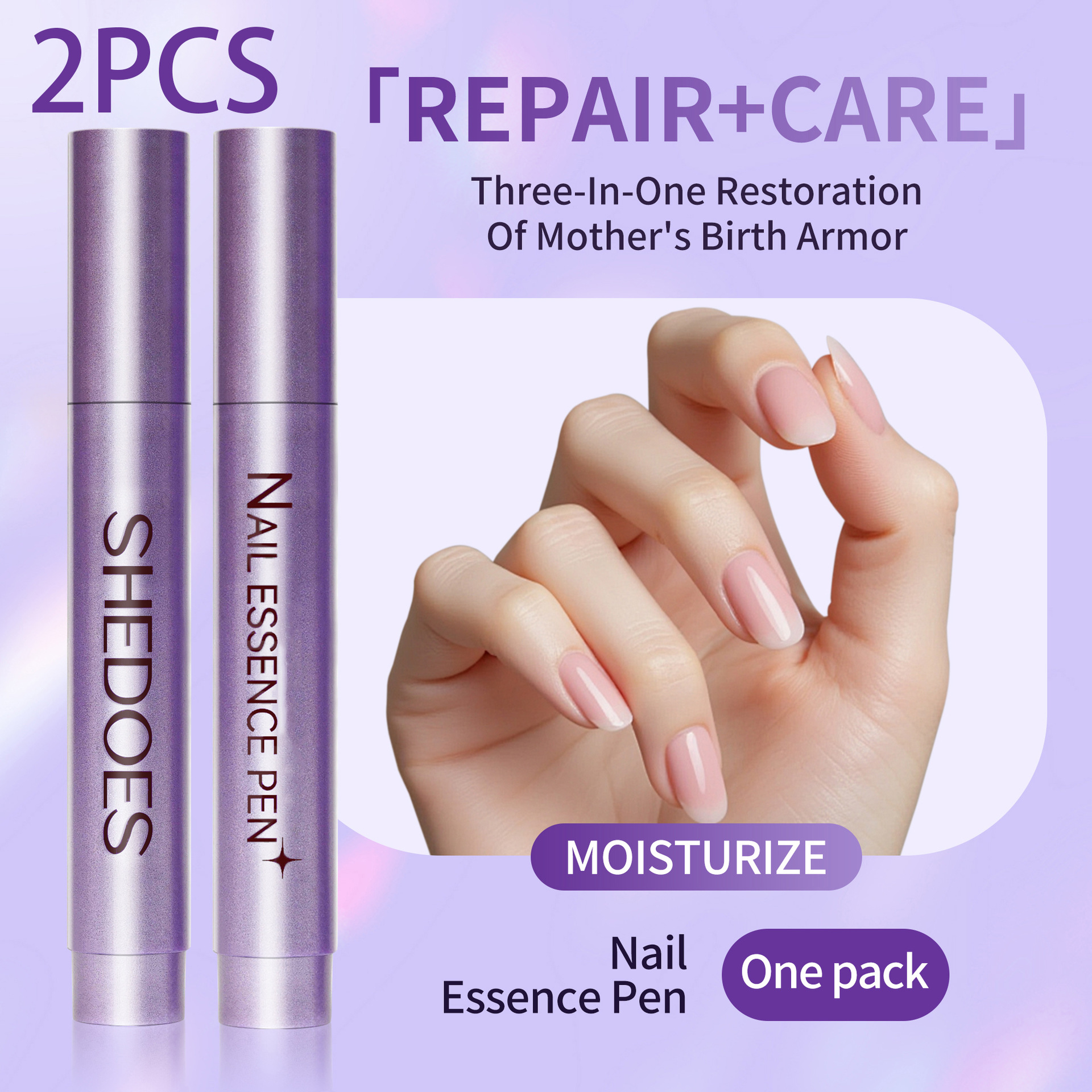 2PCS-armor essence pen, brightening and lustrous, anti-drying and cracking, moisturizing nail edges, daily care, easy to carry