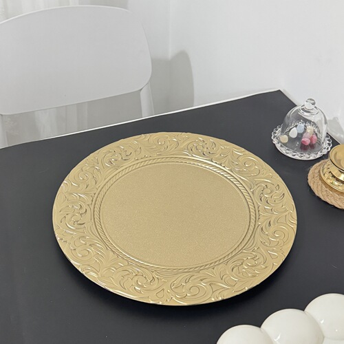  New European Pattern Dinner Plate Mat Retro Banquet Plate Banquet Plate Handmade Design Electroplating Premium Plate