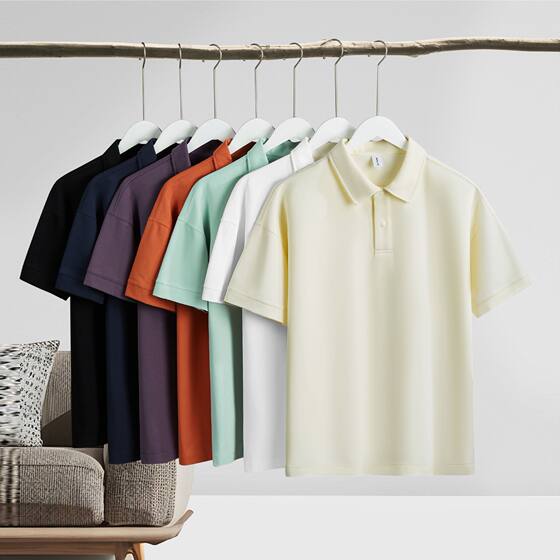 New American Style Campus Style Heavy Trendy Brand Fall Shoulder Loose Polo Shirt Custom Pattern Solid Color Short Sleeve Casual Lags