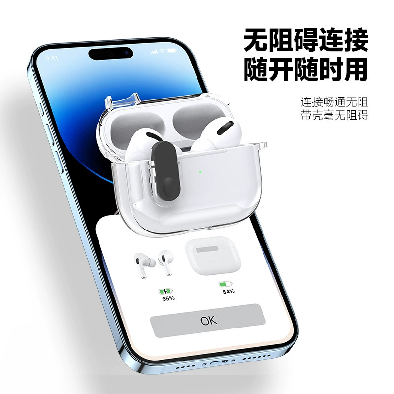 Совместимые с Apple наушники, прозрачный защитный чехол, Bluetooth, оптовая