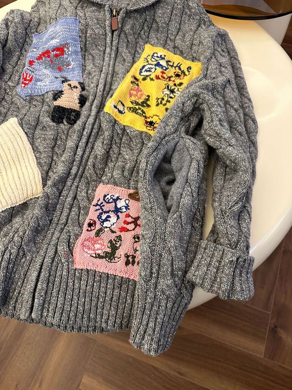 2025新款慵懒风时尚设计感超好看宽松提花毛衣外套女秋冬针织开衫|undefined