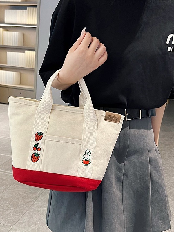 Año del Conejo bordado japonés lindos bolsos de lona, bolsos de hombro, bolsos de oficina