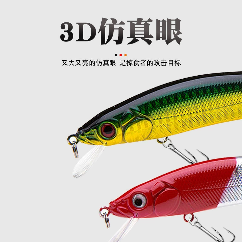 Manufacturer wholesale far floating water, Mino three hook laser road bait now cargo bags, fish bait fake bait tailing mouth