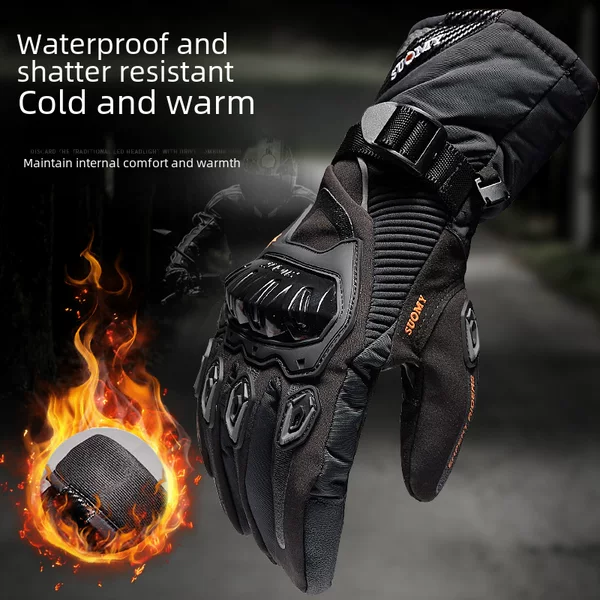 Winter Motorcycle Gloves Waterproof Warm Four Seasons Riding Motorcycle Knight Anti-fall Off-road Thickened Long Gloves for Men