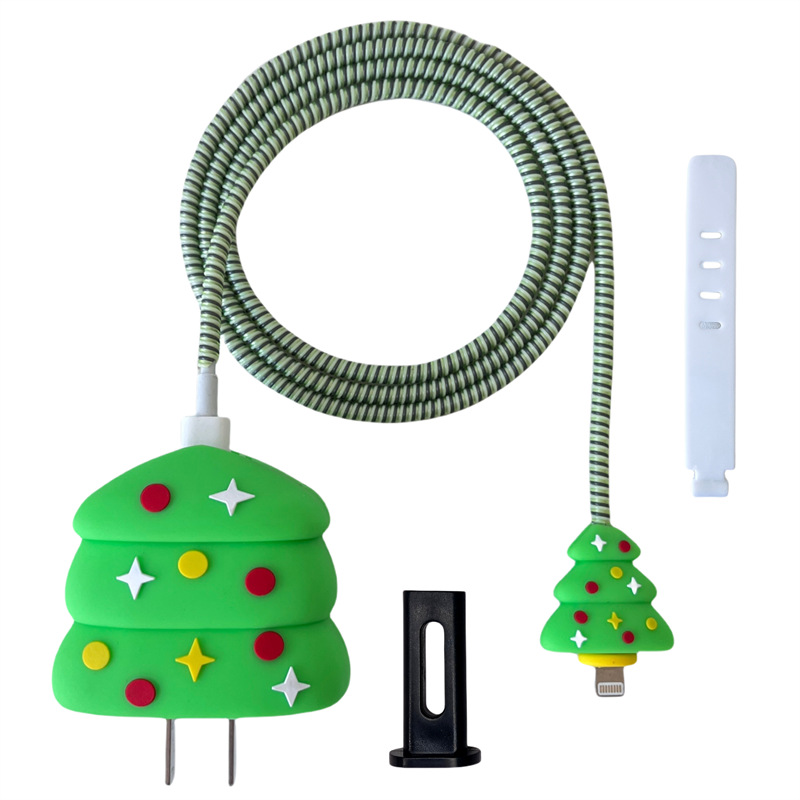 63g Weight Usb cable protection sleeve Classification Environmentally Friendly PVC Material Cartoon Pattern Cute Style Suitable For IPhone 18W/20W Data Cable Charger Protective Cover 5-piece Set 3