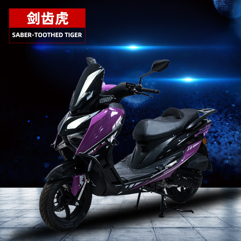 剑齿虎紫新款电喷踏板摩托车燃油车踏板车男女款摩托车电动