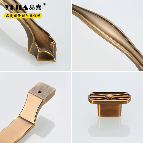 New Chinese style retro wardrobe cabinet desk drawer single hole handle bronze cabinet TV cabinet door small handle