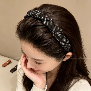 2026新款黑色波点发箍女高颅顶头箍带齿梳防滑压发卡日常外戴头饰