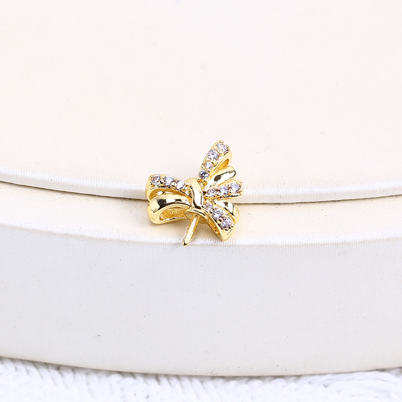 Ciondolo a fiocco con perla, placcato oro 14 carati, che mantiene il colore, accessorio fai da te per donna, design semplice_voghion.com