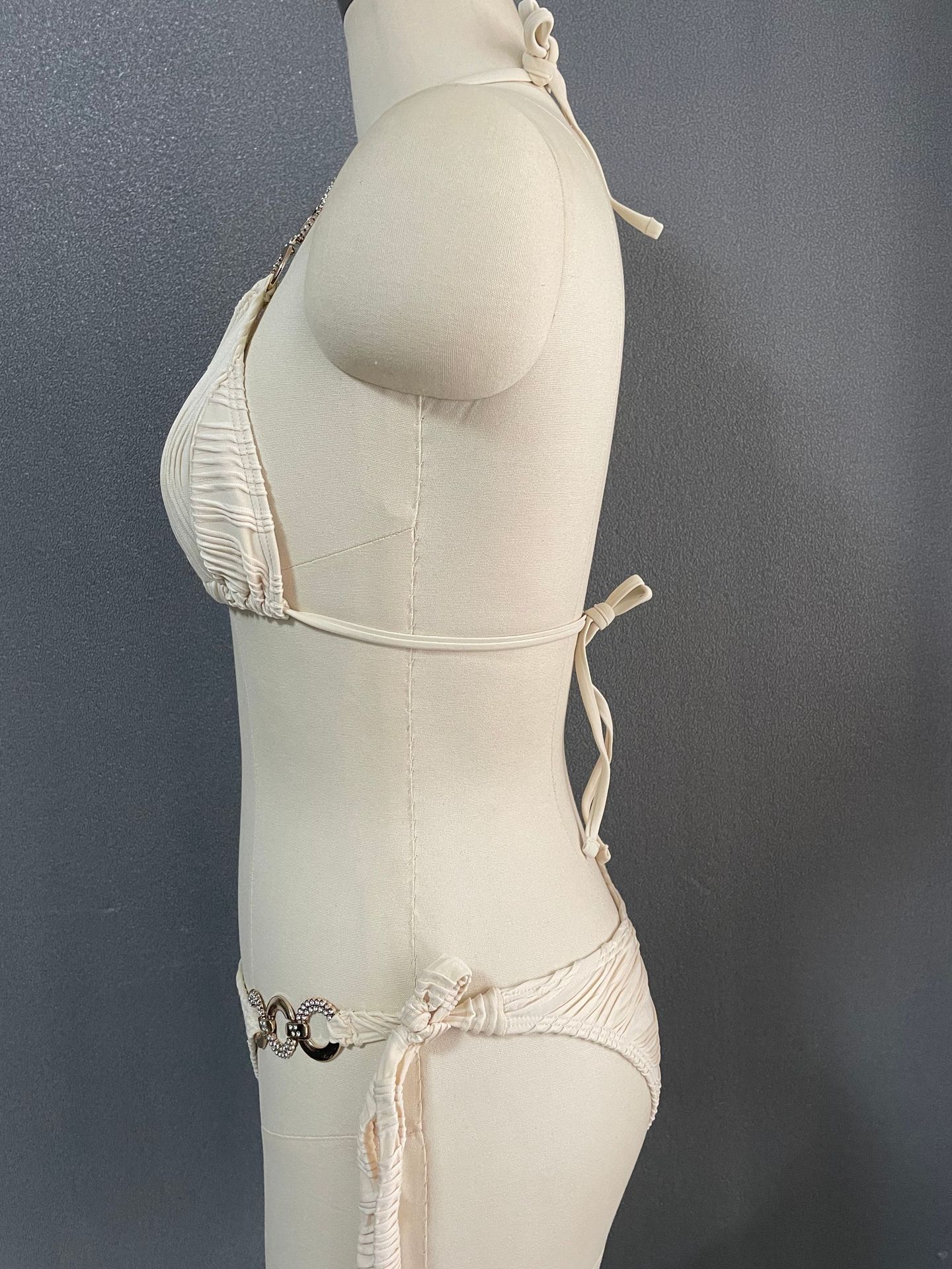 Mujeres Color Sólido Nudo De Lazo Juego De 2 Piezas Bikinis Bañador display picture 7