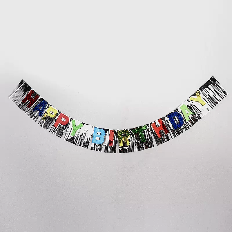 生日装饰闪金拉花HAPPY网红派对背景墙拉旗五角星生日派对横幅