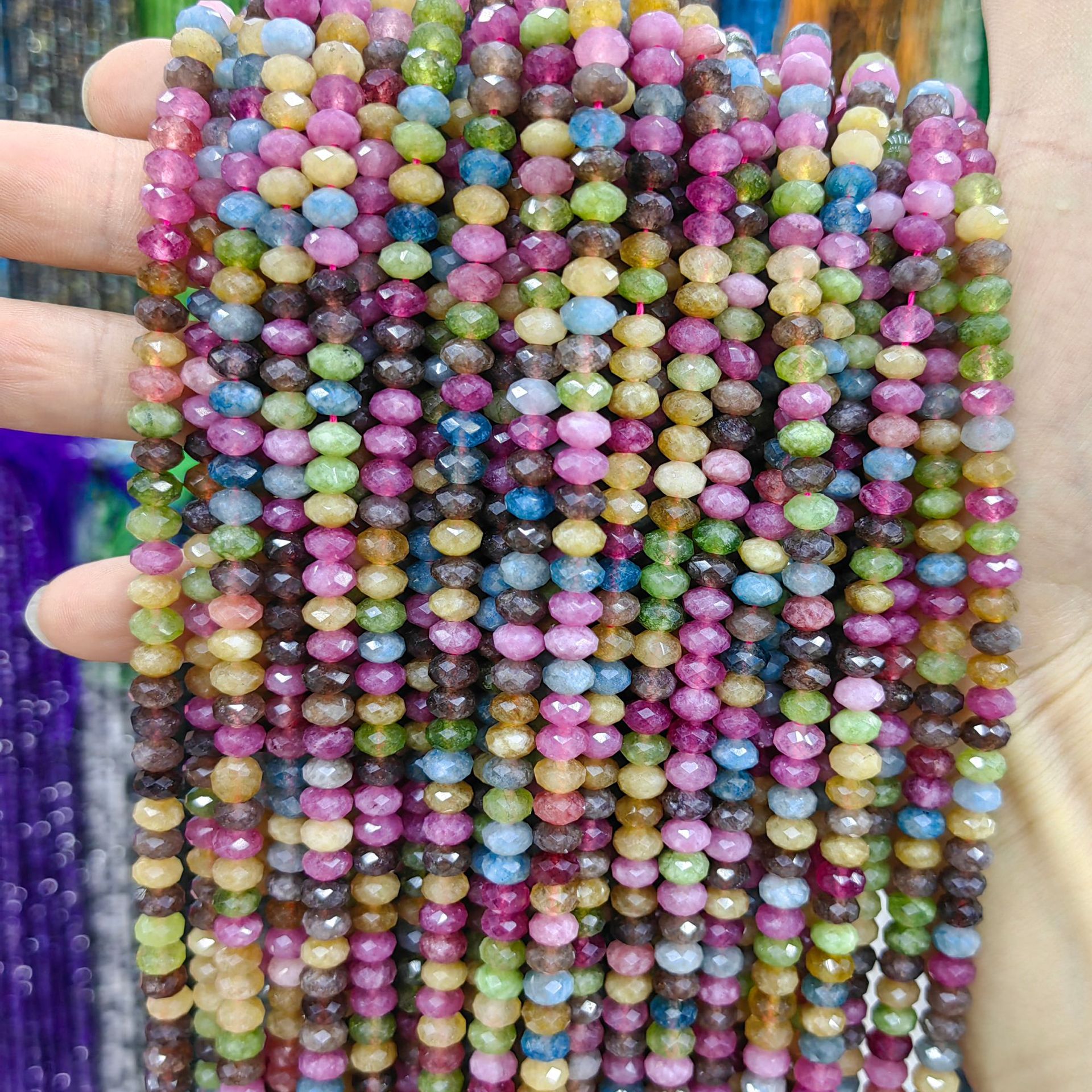 Piedra natural cristal natural 6mm * 4mm faceta divisor de platillo volador cuentas separadoras cuentas dispersas joyas semiacabadas DIY