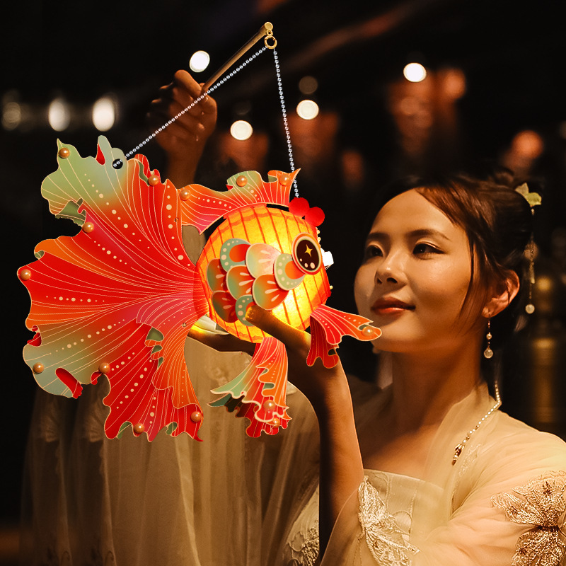 2025中秋节新款手工diy金鱼灯笼制作材料包儿童手提锦鲤花灯|undefined