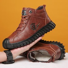 特卖冬季男士马丁靴加绒加厚百搭雪地靴时尚潮流棉鞋皮面防水棉靴