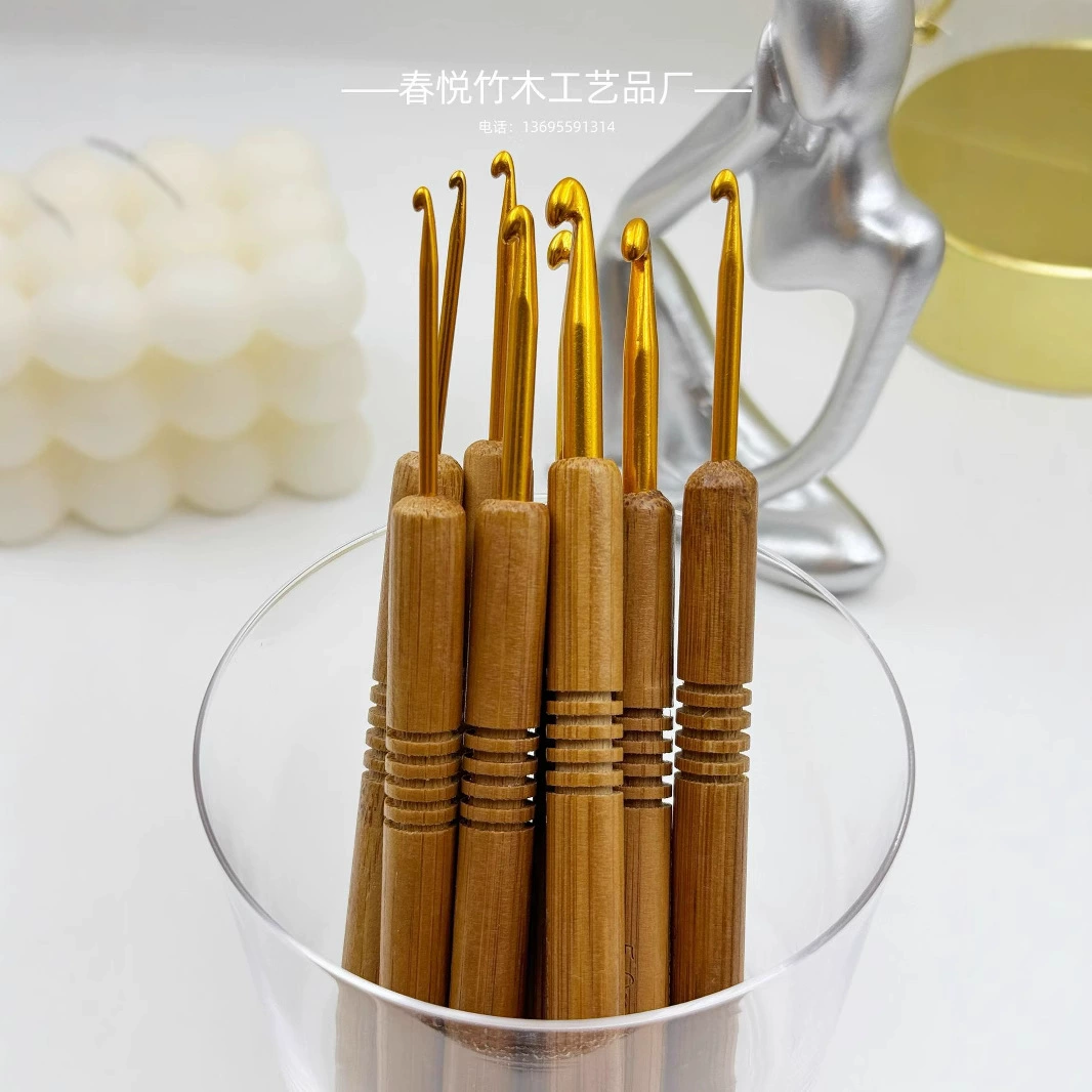 Оксид алюминия вязание крючком бамбук деревянная ручка вязание крючком DIY инструмент для ручного вязания свитер игла грязная тесьма круглая голова Бамбук вязание крючком