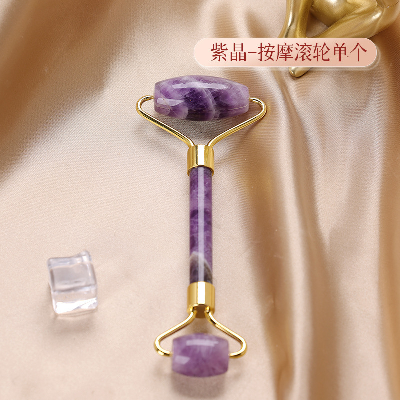 顔のマッサージのローラーの器具のボールの神器の天然の玉の粉の結晶のやせている顔の女性の手動は美容の顔を引きます|undefined