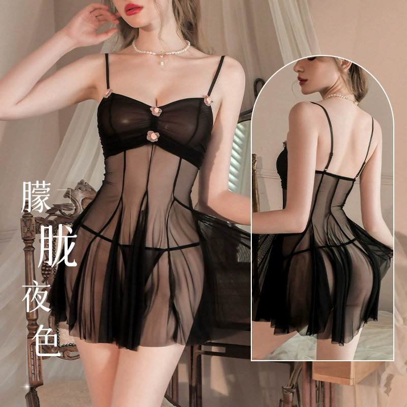 Ароматный шелк Sexy, пижама, комплект с цветочным узором, в цветочек