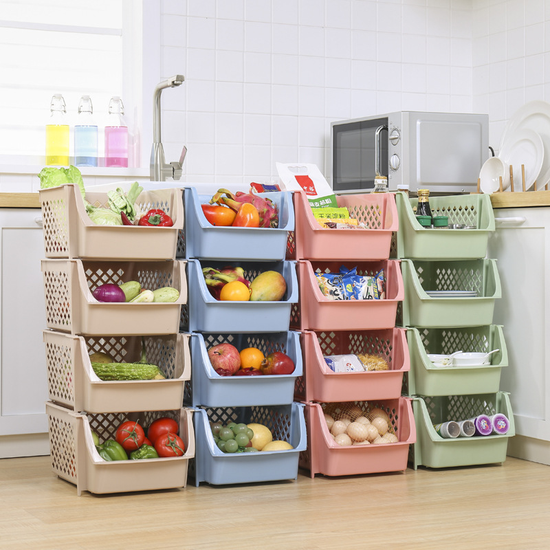Kitchen shelf fruit and vegetable basket multi-layer stacking fruit and vegetable storage basket multifunctional toy storage rack storage basket