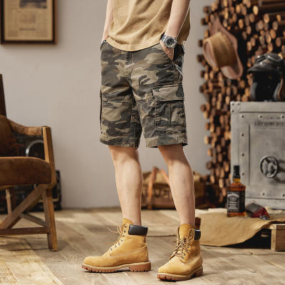 Summer American Retro Loose Straight Camouflage Shorts for Men New Military Style Tough Guy Workwear Camouflage Five-Point Pants for Men