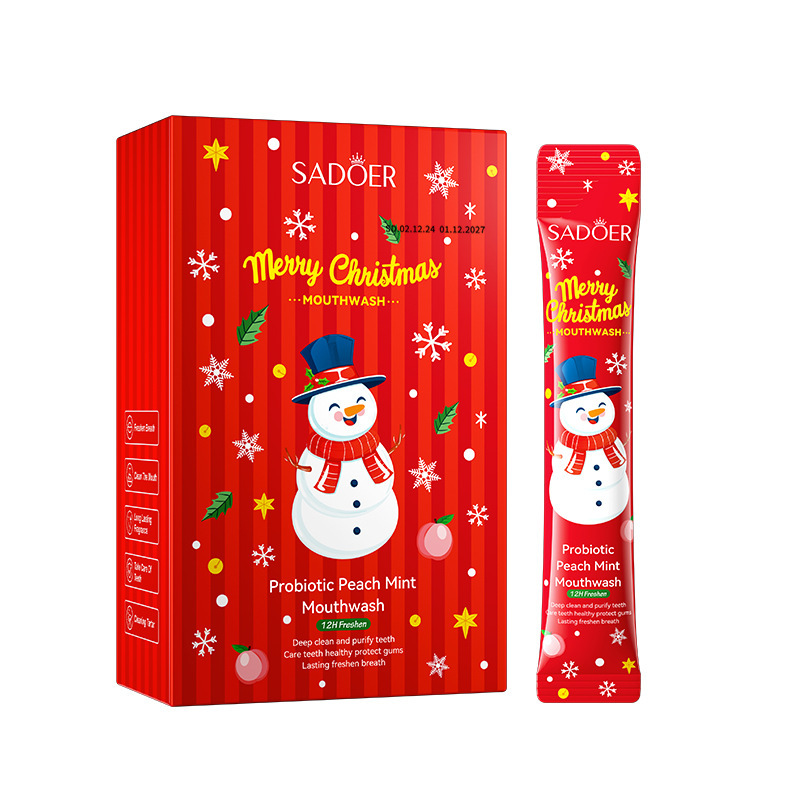 Inglés completo Sadoer Navidad probióticos limón verde menta enjuague bucal limpio oral desechable comercio exterior transfronterizo image 7