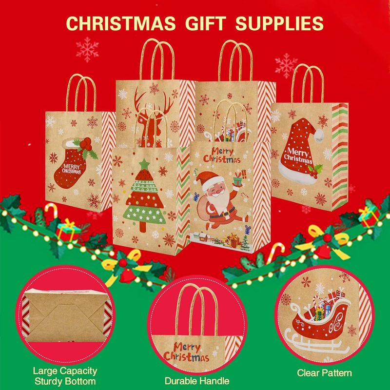 24クリスマスギフトバッグクリスマス紙袋クリスマスプレゼントクリスマススナックバッグ祝日紙ギフトバッグパーティーギフトバッグ|undefined