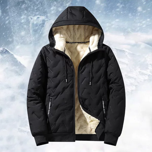 Men's hooded cotton jacket for export, winter fleece-lined outerwear, warm cotton jacket, ultrasonic cotton jacket, toothbrush cotton