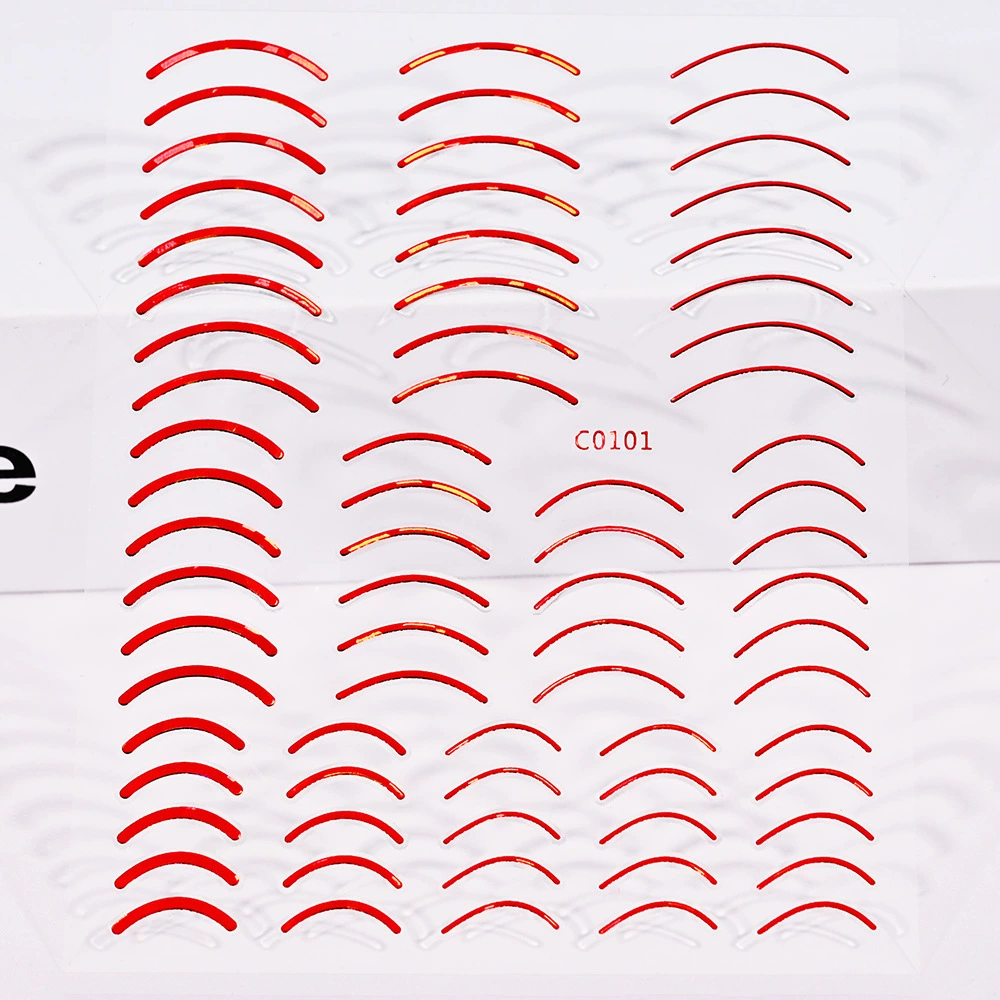 Маленькая Красная книга взрывоопасные французские простые наклейки для дизайна ногтей имитация металлических аксессуаров золотые и серебряные Клейкие самоклеящиеся наклейки для ногтей