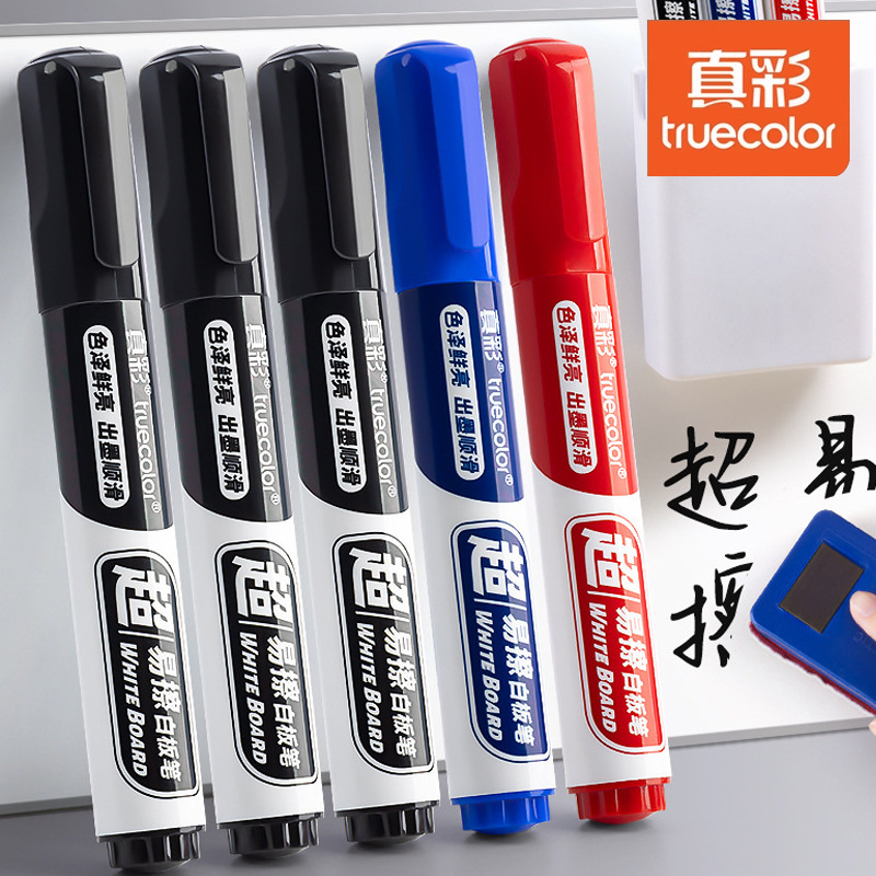 True Color 0996 Erasable Whiteboard Pen Blackboard Water Pen Erasable Water Black Marker Teacher Red Drawing Board Thick Head