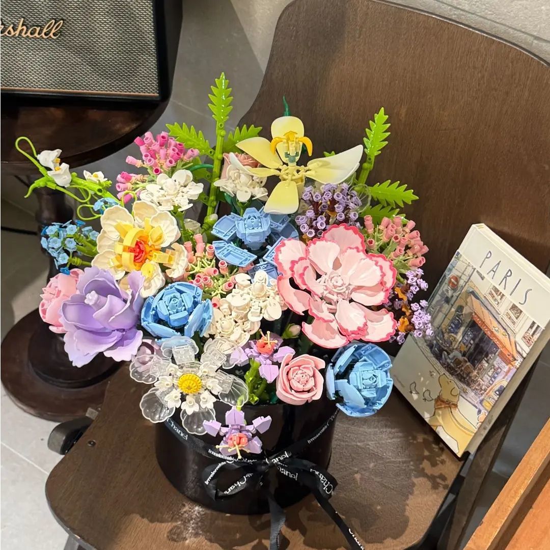 四季与你积木花束套装一整套组合装益智拼装礼物女孩玫瑰永生花