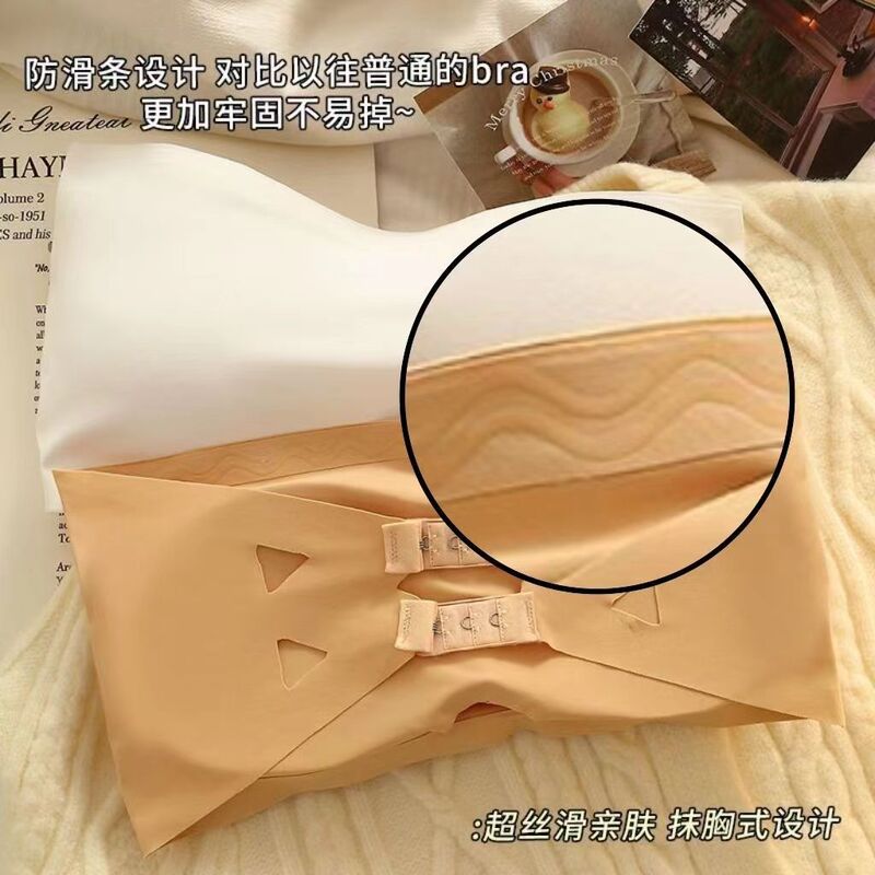 Non-slip silicone crazy can not be thrown off seamless new ice silk underwear strapless anti-light cover breast tube inner back Non-slip silicone crazy can not be thrown off seamless new ice silk underwear strapless anti-light cover breast tube inner back