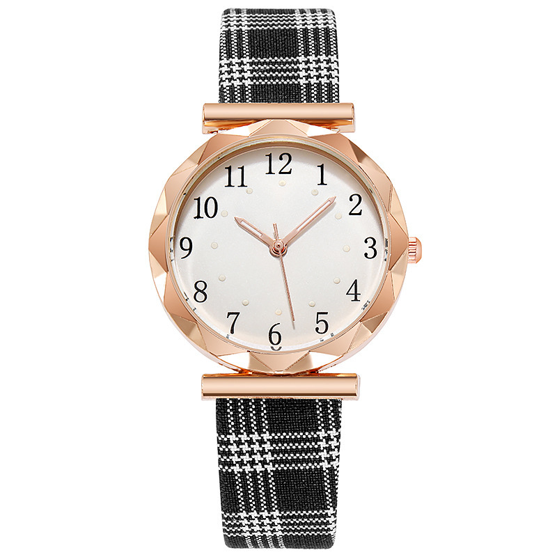 Popular 2021 New Glow Personalized Plaid Strap Quartz Watch Women's Edition_voghion.com