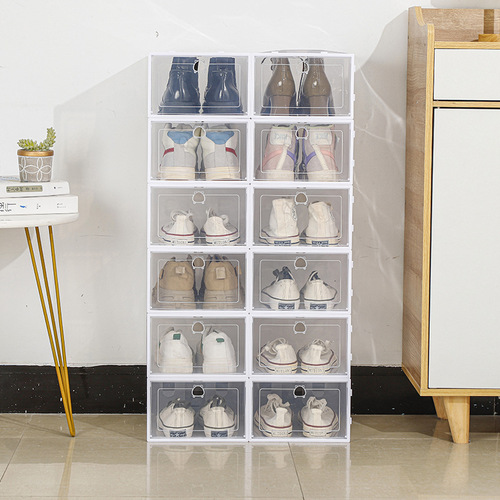Thickened Storage Box Plastic Household Transparent Storage Box PP Stackable Lid Drawer Style Shoe Rack Wholesale
