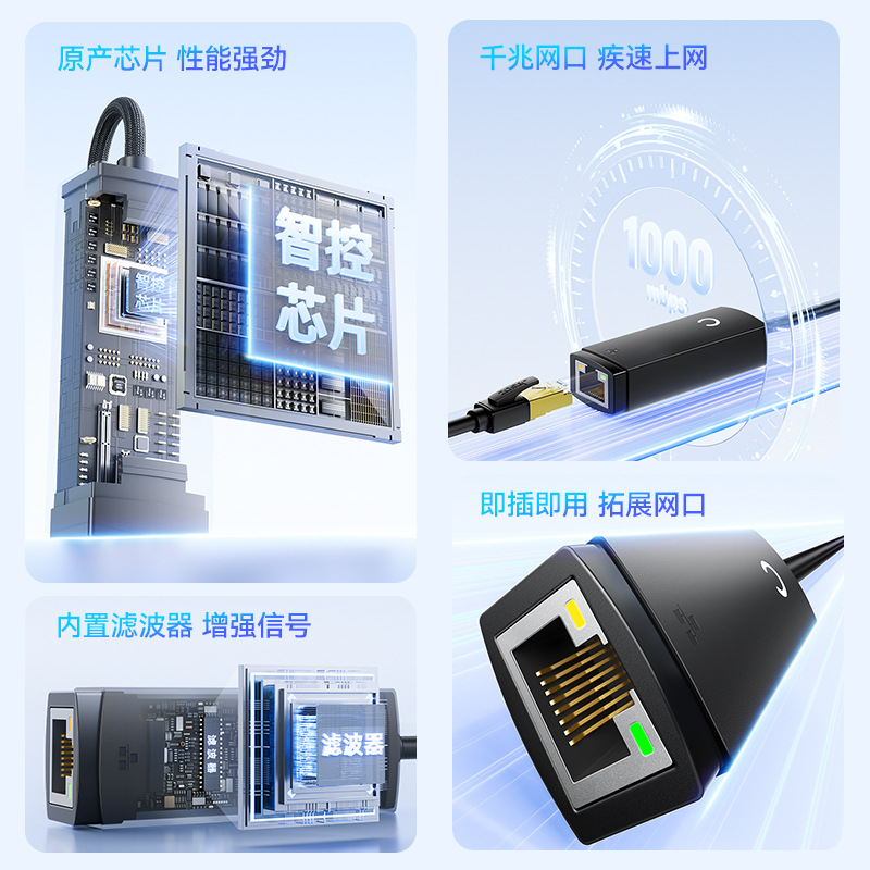 USB3.0ギガビットネットワークカードTYPE-C転送ポートRJ45外付け有線イーサネットケーブルコンバータ