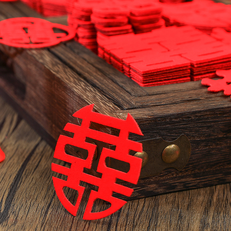 結婚禮迷你小喜字手拋喜婚房裝飾布置創意婚慶拋灑果盤喜貼樓梯喜