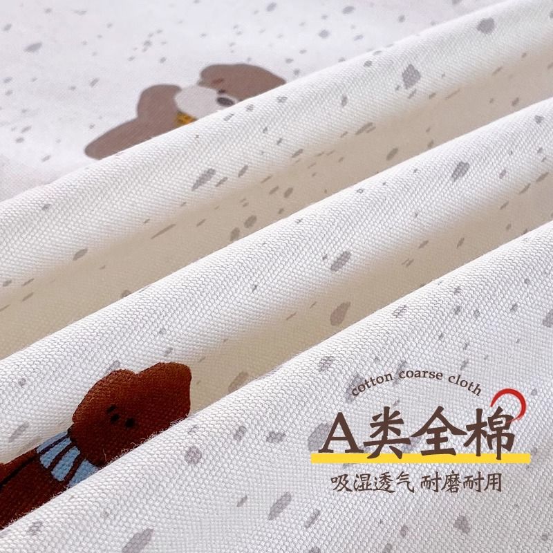 Juego de Sábanas de Algodón Puro Clase A, Diseño de Dibujos Animados, Tela Gruesa, Sábana de Algodón para Niños, Funda de Edredón de Algodón, Alfombra Refrescante, Juego de Tres Piezas, Estilo Sábana Ajustable