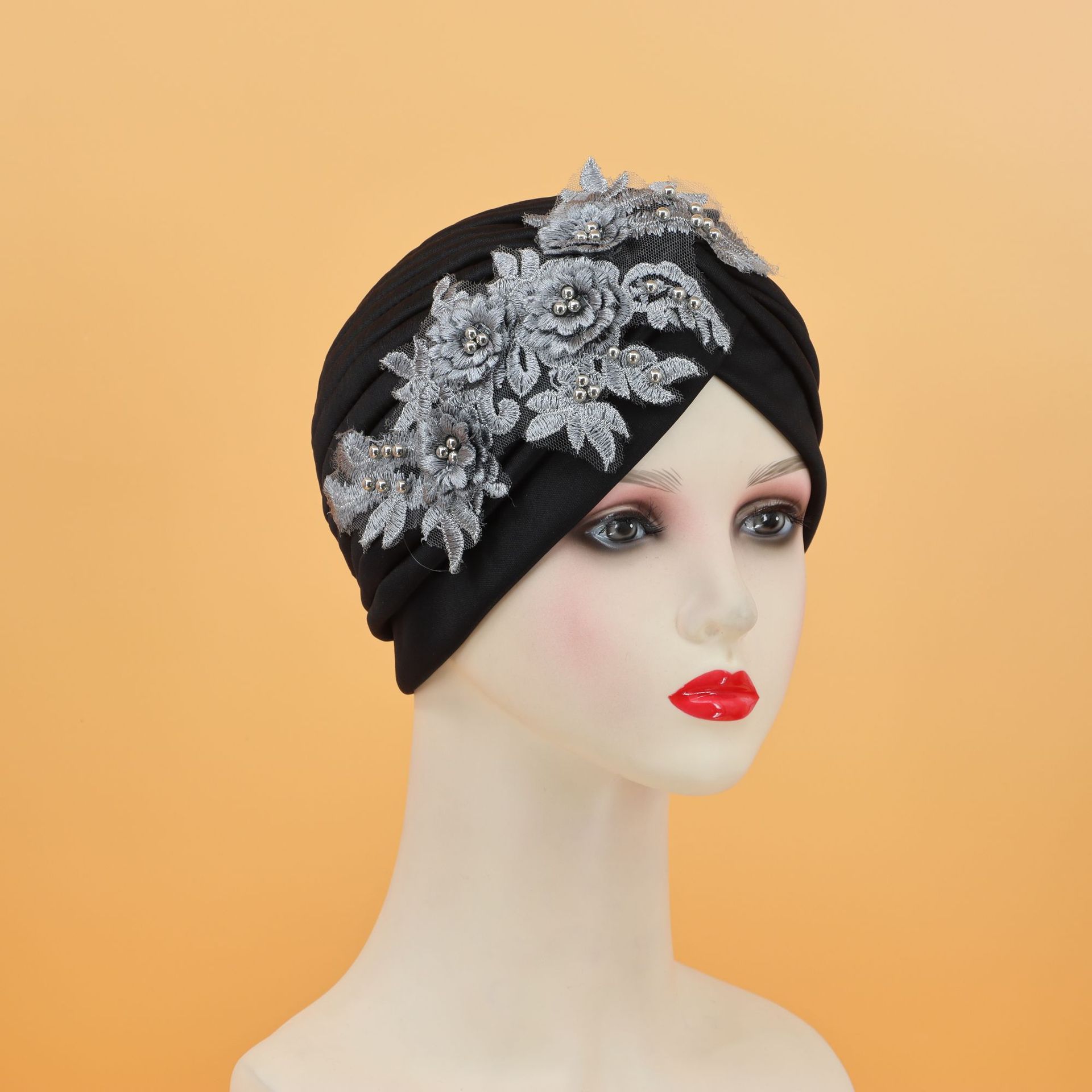 Cappello sciarpa testa di fiore appiccicoso tinta unita_voghion.com