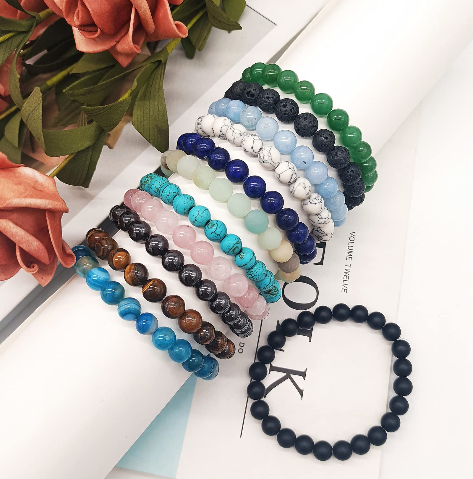 Simple Style Solid Color Natural Stone Beaded Bracelets display picture 2