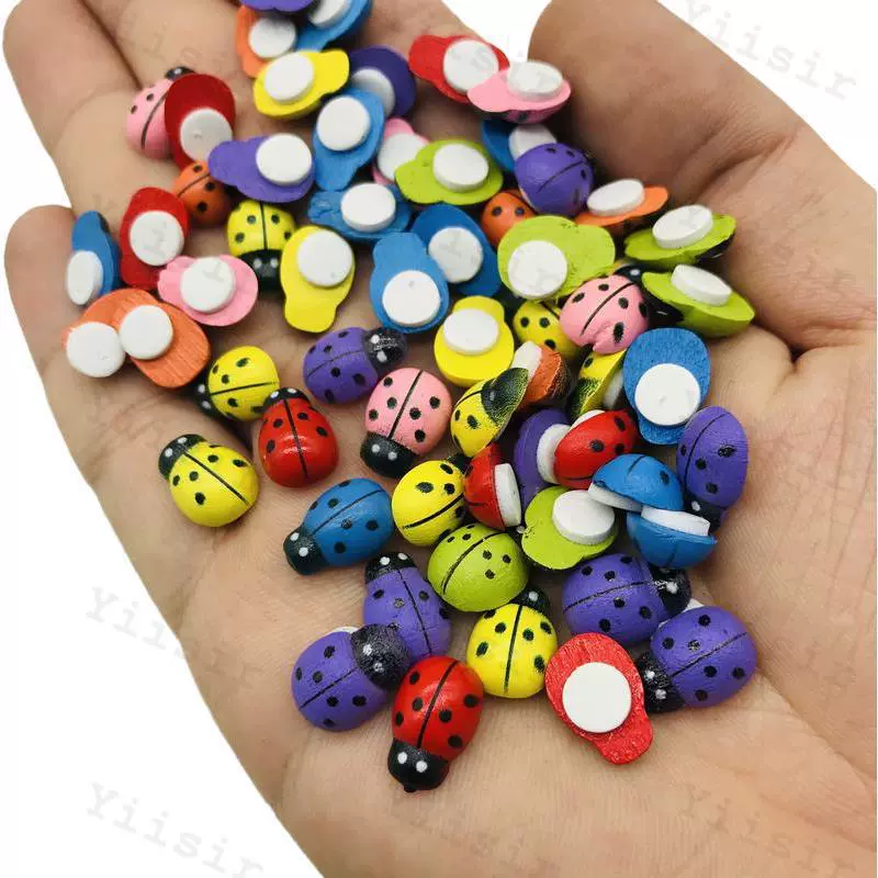 Многоцветный спот микроландшафтный аксессуар смешанный жук деревянный ремесел Beetle Семизвездочная божья коровка