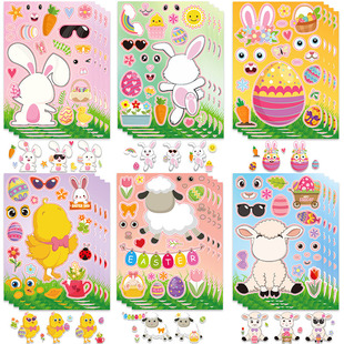 New Easter Stickers Cute Bunny Cartoon Cute Stickers Easter Puzzle Easter DIY Stickers