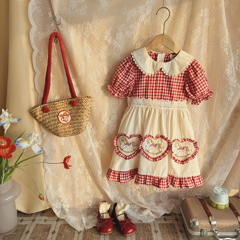 Пони, платье, кукла, корейский стиль, детская одежда, воротник куклы, с коротким рукавом