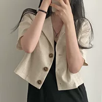 Summer retro thin suit, jacket, Korean style, oversize, with short sleeve