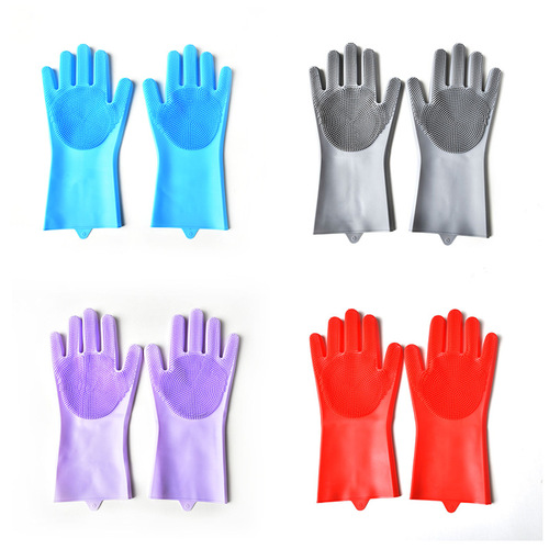 Kitchen dishwashing pet cleaning artifact waterproof housework gloves thickened magic gloves silicone dishwashing gloves anti-scalding