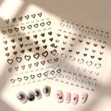 韩系甜美风蕾丝蝴蝶镂空结爱心美甲贴指跨境爆款立体甲贴纸DH1115