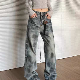 秋冬季美式高街小众牛仔裤男 个性百搭休闲裤G1237/P55控价78